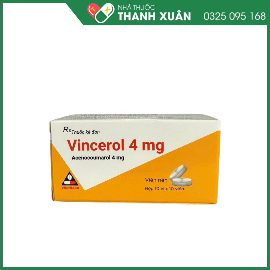Vincerol 4mg - Phòng và trị huyết khối (10 vỉ x 10 viên)